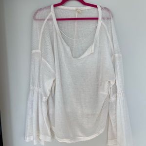 Free People White Long Sleeve Top